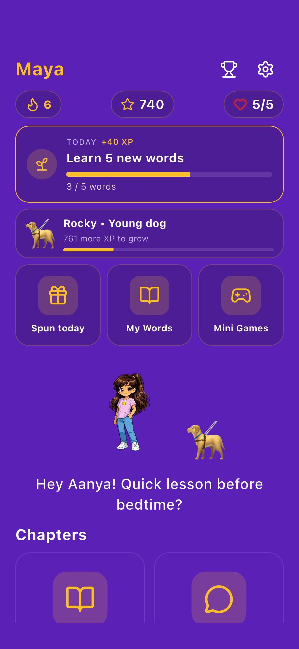 Maya app — Their daily learning home